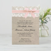 Invitation Pêche rustique d'invitation de mariage de toile de (Debout devant)