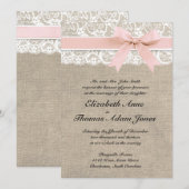 Invitation Pêche rustique d'invitation de mariage de toile de (Devant / Derrière)