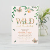 Invitation Pêche sauvage et onderful fille florale 1er annive (Debout devant)