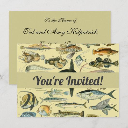 Invitation Pêche scientifique vintage (Devant / Derrière)