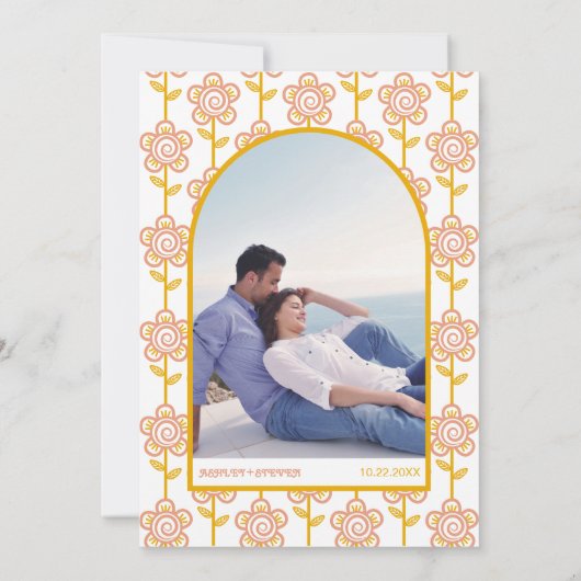 Invitation Pêche super rétro et jaune les années 70 inspiré m (Dos)