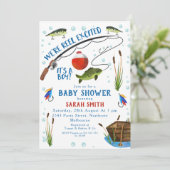 Invitation Pêche Thématique Bobine Excitée Baby shower Invita (Debout devant)