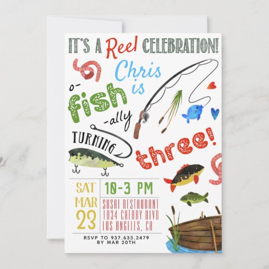 Invitation Pêche Troisième anniversaire (Devant)