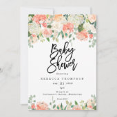 Invitation pêche vert pâle boho baby shower moderne (Devant)