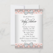 Invitation Pêche vintage et Gris Baby Girl Douche (Dos)