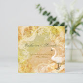 Invitation Pêche vintage fiançailles d'oiseaux floraux (Debout devant)