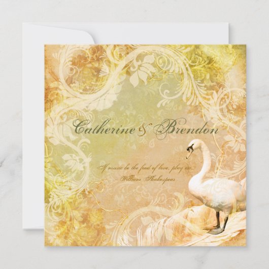 Invitation Pêche vintage fiançailles d'oiseaux floraux (Devant)