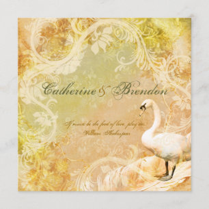 Invitation Pêche vintage fiançailles d'oiseaux floraux