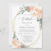 Invitation Pêche virtuelle Floral Or Dusty Fête des mariées b (Devant)