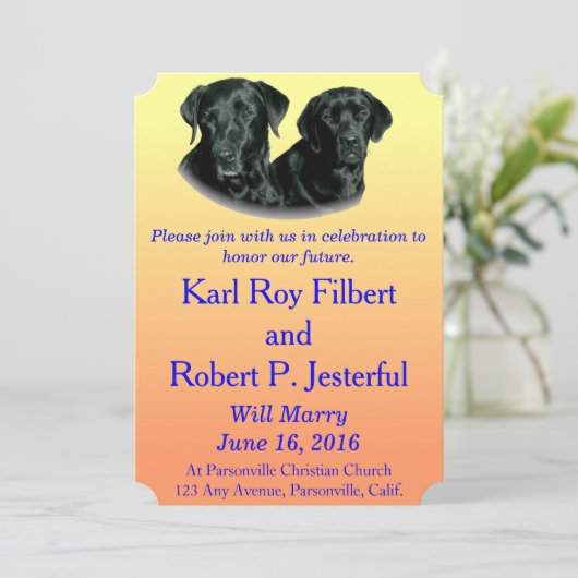 Invitation Pêcher au Labrador jaune clair (Debout devant)