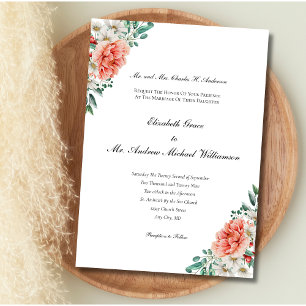 Invitation Pêcher Blanc Verdure Floral Élégant Mariage formel