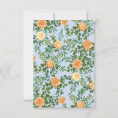Invitation Pêcher bleu clair Mariage Roses Floral (Dos)