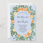 Invitation Pêcher bleu clair Mariage Roses Floral (Devant)