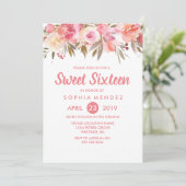 Invitation Pêcher Corail Fleurs Douces 16 Anniversaire Fête (Debout devant)