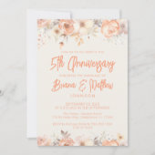 Invitation Pêcher fleurs d'ivoire beige 5e anniversaire Maria (Devant)