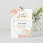 Invitation Pêcher Floral Gold Citrouille 1er anniversaire (Debout devant)