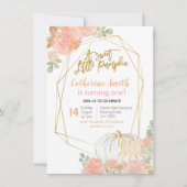 Invitation Pêcher Floral Gold Citrouille 1er anniversaire (Devant)