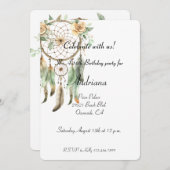 Invitation Pêcher Floral Green Dream Catcher Anniversaire (Devant / Derrière)