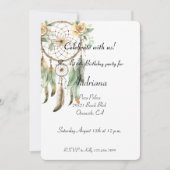 Invitation Pêcher Floral Green Dream Catcher Anniversaire (Devant)