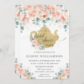 Invitation Pêcher Floral Rose de verdure Fête des mariées Tea (Devant / Derrière)