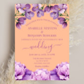 Invitation Pêcher Fuzz et Flore Lilac avec Mariage de code QR