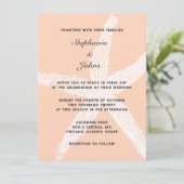 Invitation Pêcher Fuzz Grand Starfish Plage tropicale Mariage (Debout devant)