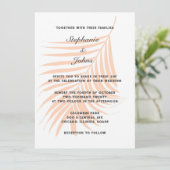 Invitation Pêcher Fuzz Palm Tree Feuille tropicale Mariage él (Debout devant)