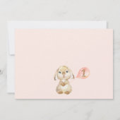 Invitation Pêcher Lapin Floral Photo 1er Anniversaire Invitat (Dos)