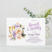 Invitation Pêcher le Champagne Floral Brunch et Bubbly (Debout devant)