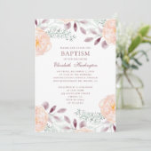 Invitation Pêcher les fleurs du jardin. Floral roux. Baptême  (Debout devant)