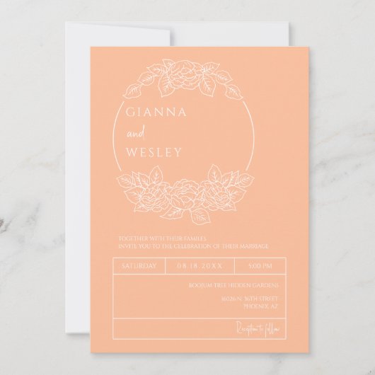 Invitation Pêcher ligne Botanique Art Boho QR Code Photo (Devant)