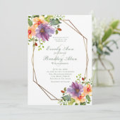 Invitation Pêcher Purple Aquarelle Florale Élégant Mariage (Debout devant)