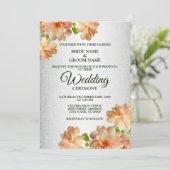 Invitation Pêcher Rose Floral Argent Parties scintillant Mari (Debout devant)