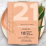 Invitation Pêcher Simple Minimal Élégant 21e anniversaire<br><div class="desc">Peach Simple Minimal Élégant Invitation 21ème Anniversaire. Il Est Facile De Changer L'Exemple De Texte En Vous Propre En Cliquant Sur Personnaliser. Cliquez Sur Personnaliser/Modifier Avec L'Outil De Conception Pour Modifier Le Type De Police, La Couleur De Police, La Taille De Police, Ou Pour Ajouter/Supprimer/Modifier Le Texte Ou L'Outil De...</div>
