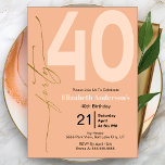 Invitation Pêcher Simple Minimal Élégant 40e anniversaire<br><div class="desc">Peach Simple Minimal Elegant 40th Birthday Invitation. Il Est Facile De Changer L'Exemple De Texte En Vous Propre En Cliquant Sur Personnaliser. Cliquez Sur Personnaliser/Modifier Avec L'Outil De Conception Pour Modifier Le Type De Police, La Couleur De Police, La Taille De Police, Ou Pour Ajouter/Supprimer/Modifier Le Texte Ou L'Outil De...</div>