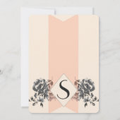 Invitation Pêcher Vintage floral et rayures (Dos)