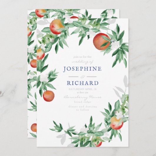 Invitation Pêches, aquarelle, design pour l'invitation au mar (Devant / Derrière)