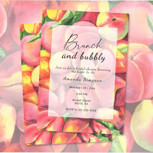Invitation Pêches - Brunch et joyeuse douche de mariée