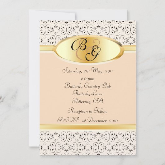 Invitation Pêches et collection crème de mariage (Dos)