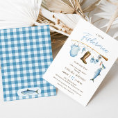 Invitation Pêcheur Bleu Moderne Pêche Baby shower à thème