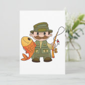 Invitation Pêcheur de dessin animé avec Gros Catch Funny Fish (Debout devant)