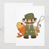Invitation Pêcheur de dessin animé avec Gros Catch Funny Fish (Devant / Derrière)