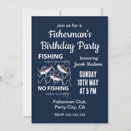 Invitation Pêcheur Pêche fête d'anniversaire (Devant)