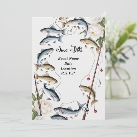 Invitation Pêcheurs à thème enregistrer la date mariage (Debout devant)