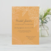 Invitation Pecil Line Art Harvest Gold Floral Peony Leaf (Debout devant)
