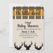 Invitation Peeing Deer Antlers Plaid Baby shower virtuel (Devant)