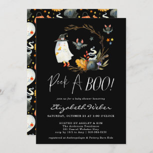 Invitation Peek-A-Boo  Petit Baby shower d'Halloween fantôme
