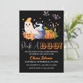 Invitation Peek-A | Little Ghost Halloween Baby Shower (Debout devant)