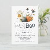 Invitation Peek-A | Little Ghost Halloween Baby Shower (Debout devant)