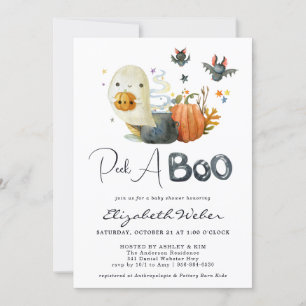Invitation Peek-A Little Ghost Halloween Baby Shower